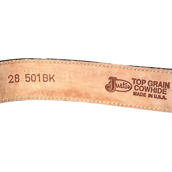 🌻Justin Top Grain Cowhide Black Leather Belt Size 28 - Picture 11 of 11